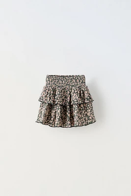 RUFFLED PRINT SKIRT