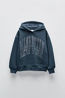 RHINESTONE TEXT SWEATSHIRT