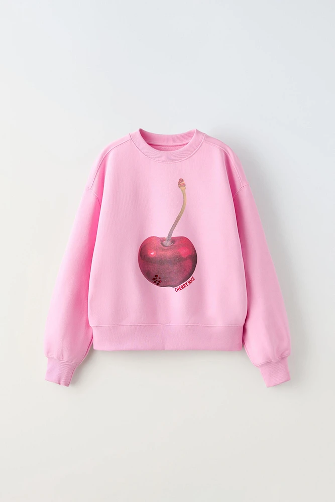 CHERRY RHINESTONE SWEATSHIRT