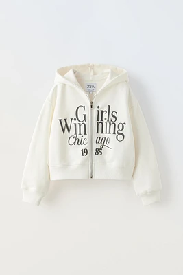 TEXT DETAIL ZIPPERED SWEATSHIRT