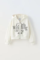 TEXT DETAIL ZIPPERED SWEATSHIRT