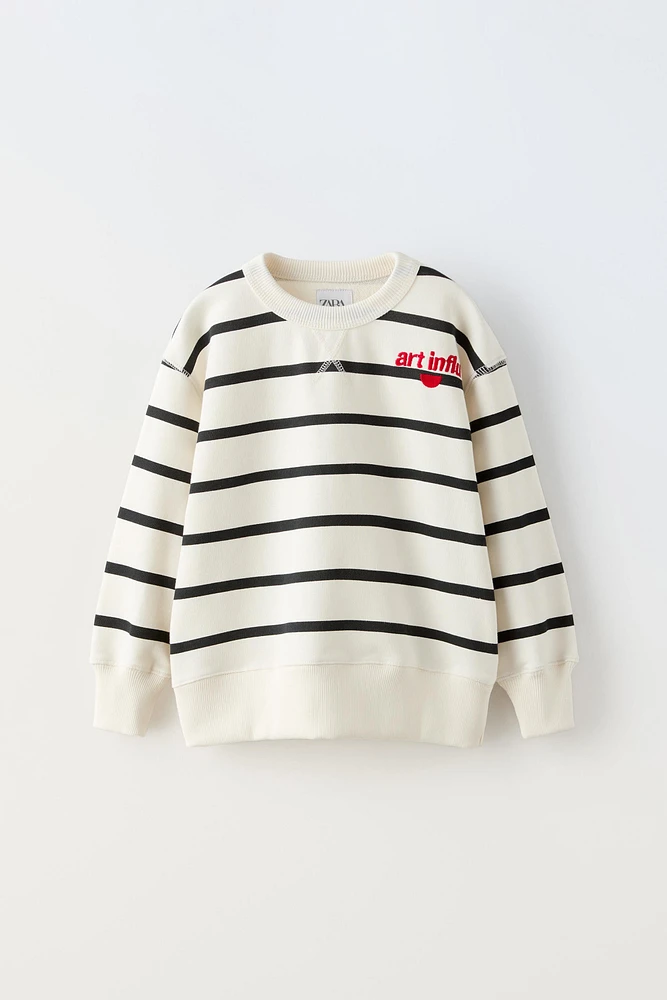 STRIPED SWEATSHIRT WITH EMBROIDERY