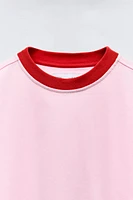 T-SHIRT WITH CONTRASTING PIPING