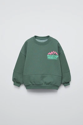 FLOCKED MOUNTAIN PRINT SWEATSHIRT