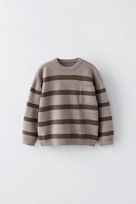 STRIPED KNIT SWEATER WITH POCKET