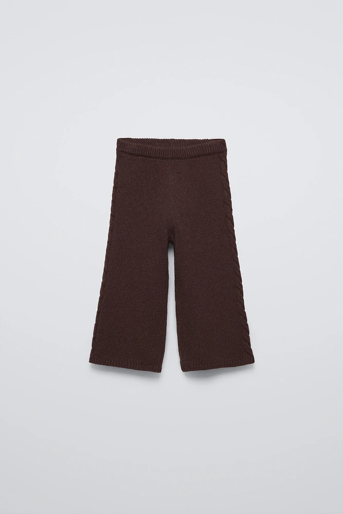 knit pants with elastic waistband. Cable sides.