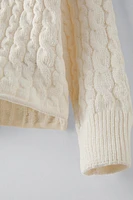 CABLE KNIT CHENILLE SWEATER