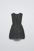 EMBROIDERED KNIT PINAFORE DRESS