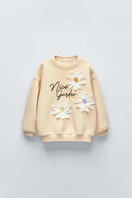 FLORAL APPLIQUE SWEATSHIRT