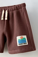 LABEL DETAIL WAFFLE SHORTS