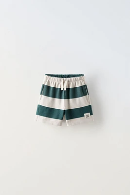 STRIPED CREPE SHORTS