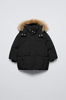 WATER REPELLENT HOODED DOWN PUFFER COAT