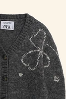 FLORAL EMBROIDERY WOOL KNIT CARDIGAN LIMITED EDITION