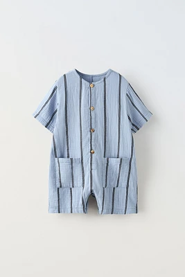 TEXTURED STRIPED OVERALLS