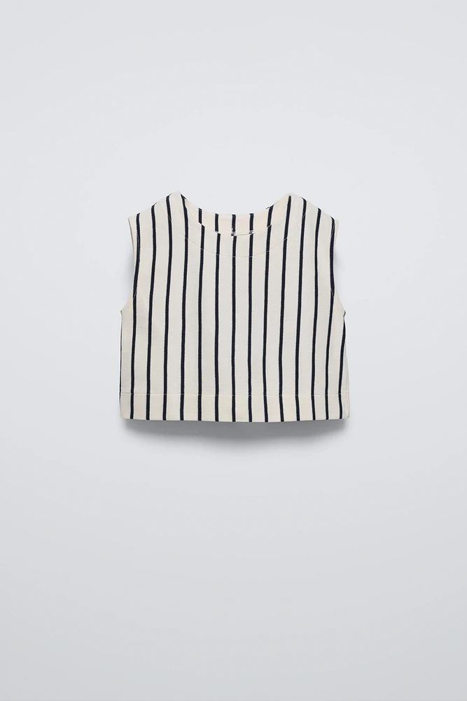 BOW TRIM STRIPED TOP