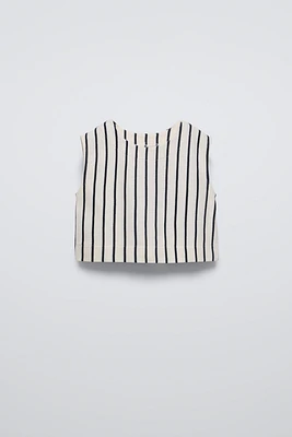 BOW TRIM STRIPED TOP