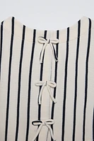 BOW TRIM STRIPED TOP