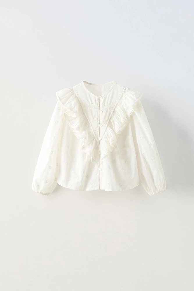 EMBROIDERED RUFFLED SHIRT