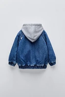 CONTRASTING HOOD DENIM JACKET