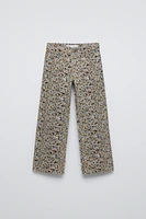 FLORAL FINE-WALE CORDUROY STRAIGHT PANTS