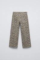 FLORAL FINE-WALE CORDUROY STRAIGHT PANTS