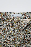 FLORAL FINE-WALE CORDUROY STRAIGHT PANTS