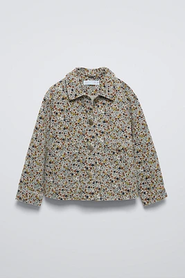 FLORAL FINE-WALE CORDUROY OVERSHIRT