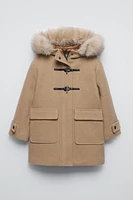 WOOL BLEND DUFFLE COAT WITH TOGGLES