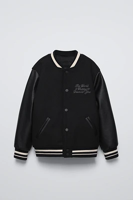 FAUX LEATHER BOMBER