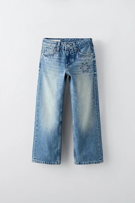 STRAIGHT LEG RHINESTONE JEANS