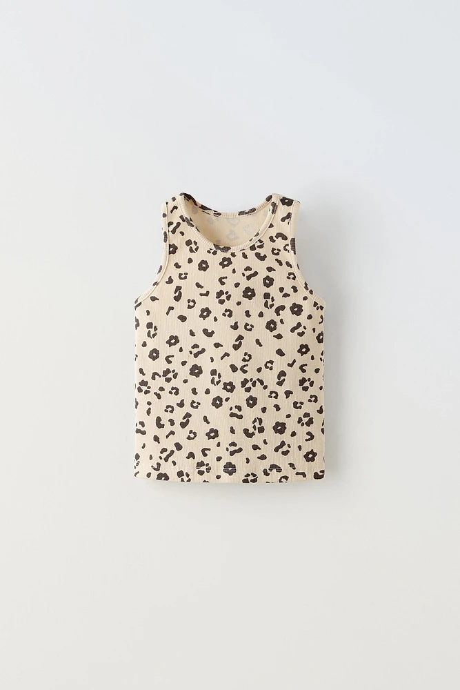 ANIMAL PRINT RIB TOP