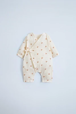 MINI FLOWER MUSLIN WRAP JUMPSUIT