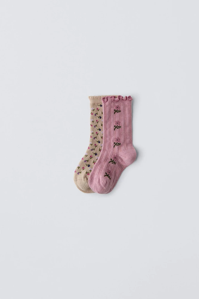 TWO-PACK OF FLORAL RUFFLE SOCKS