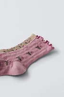 TWO-PACK OF FLORAL RUFFLE SOCKS