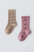 TWO-PACK OF FLORAL RUFFLE SOCKS