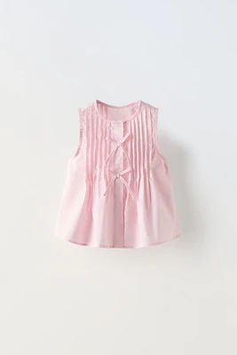 PLEATED BOW SHIRT