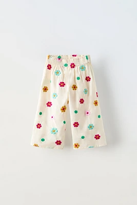 FLORAL EMBROIDERY PANTS