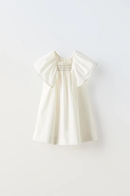 FLOUNCED POPLIN DRESS