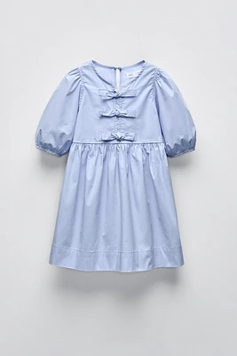 POPLIN DRESS WITH BOWS