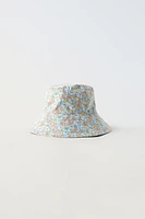 FLORAL BUCKET HAT WITH STRAPS