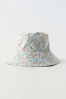 FLORAL BUCKET HAT WITH STRAPS