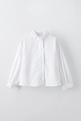 RUFFLED POPLIN SHIRT