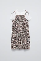 ANIMAL PRINT DRESS AND CONTRASTING T-SHIRT