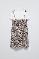 ANIMAL PRINT DRESS AND CONTRASTING T-SHIRT