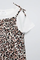 ANIMAL PRINT DRESS AND CONTRASTING T-SHIRT