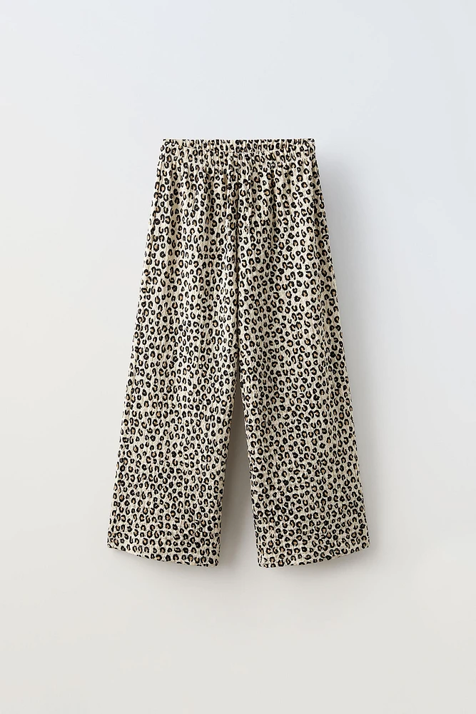 ANIMAL PRINT MUSLIN PANTS