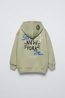 TEXT PRINT HOODED SWEATSHIRT