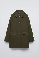 WOOL BLEND BUTTONED LONG COAT