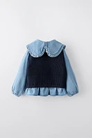 COMBINATION KNIT VEST AND SHIRT