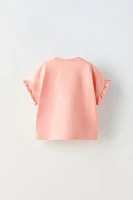 EMBROIDERED RUFFLE T-SHIRT